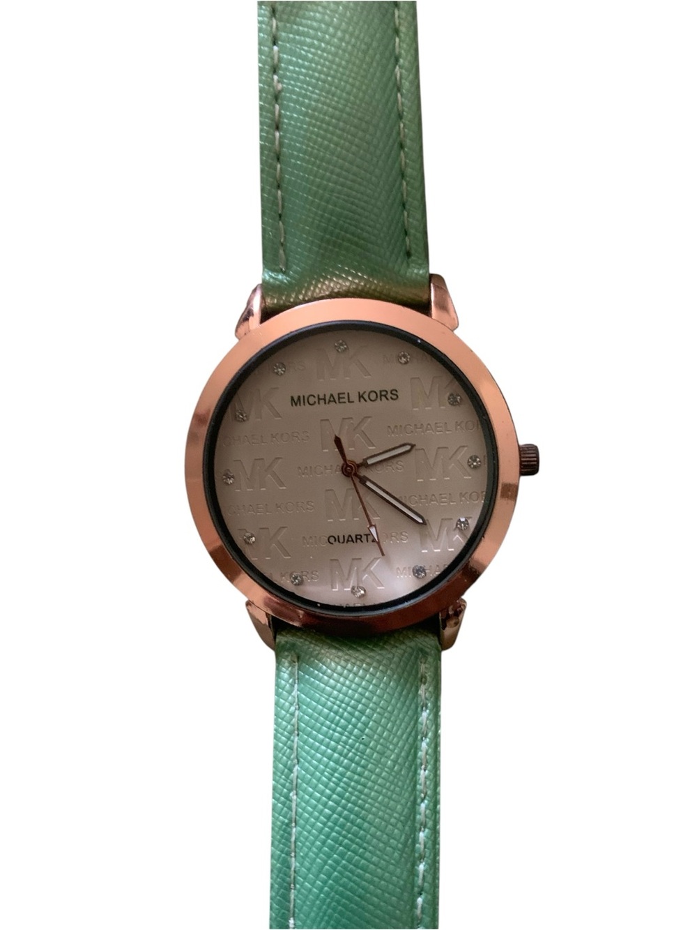 Michael Kors Rose Gold Case Watch with Mint Green Strap